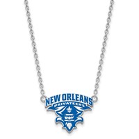 Sterling Silver Rhodium-plated LogoArt University of New Orleans U-n-o Large Enameled Pendant Necklace, 18" view 2
