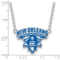 Sterling Silver Rhodium-plated LogoArt University of New Orleans U-n-o Large Enameled Pendant Necklace, 18" view 3
