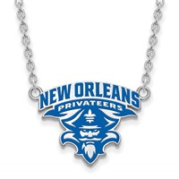 Sterling Silver Rhodium-plated LogoArt University of New Orleans U-n-o Large Enameled Pendant Necklace, 18" view 1