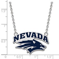 Sterling Silver Rhodium-plated LogoArt University of Nevada-Reno Large Enameled Pendant Necklace, 18" view 2