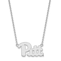 Sterling Silver Rhodium-plated LogoArt University of Pittsburgh Large Pendant Necklace, 18" view 2