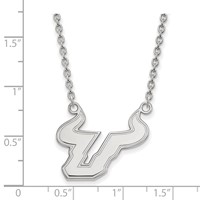 Sterling Silver Rhodium-plated LogoArt University of South Florida Bull Large Pendant Necklace, 18" view 2
