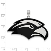 Sterling Silver Rhodium-plated LogoArt University of Southern Mississippi Eagle Extra Large Enameled Pendant view 2
