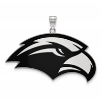 Sterling Silver Rhodium-plated LogoArt University of Southern Mississippi Eagle Extra Large Enameled Pendant view 1