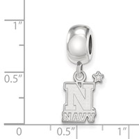Sterling Silver Rhodium-plated LogoArt US Naval Academy Small Dangle Bead Charm view 3
