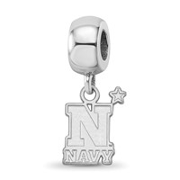 Sterling Silver Rhodium-plated LogoArt US Naval Academy Small Dangle Bead Charm view 1