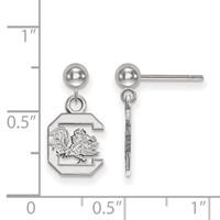 Sterling Silver Rhodium-plated LogoArt University of South Carolina Dangle Ball Post Earrings view 2