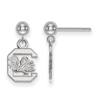Sterling Silver Rhodium-plated LogoArt University of South Carolina Dangle Ball Post Earrings view 1