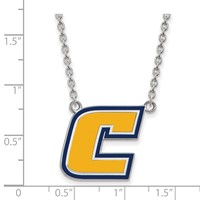 Sterling Silver Rhodium-plated LogoArt University of Tennessee At Chattanooga Letter C Large Enameled Pendant Necklace, 18" view 2
