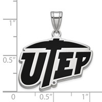 Sterling Silver Rhodium-plated LogoArt University of Texas At El Paso Large Enameled Pendant view 2