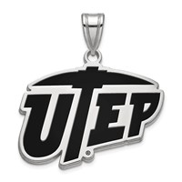 Sterling Silver Rhodium-plated LogoArt University of Texas At El Paso Large Enameled Pendant view 1