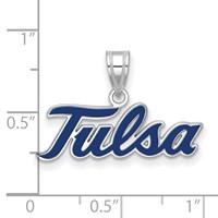 Sterling Silver Rhodium-plated LogoArt University of Tulsa T-u Large Enameled Pendant view 2