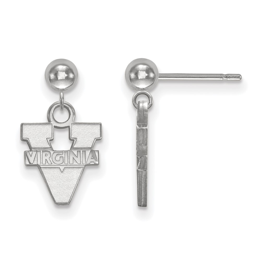 Sterling Silver Rhodium-plated LogoArt University of Virginia Dangle Ball Post Earrings