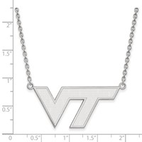 Sterling Silver Rhodium-plated LogoArt Virginia Tech V-t Large Pendant Necklace, 18" view 2