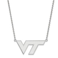 Sterling Silver Rhodium-plated LogoArt Virginia Tech V-t Large Pendant Necklace, 18" view 1