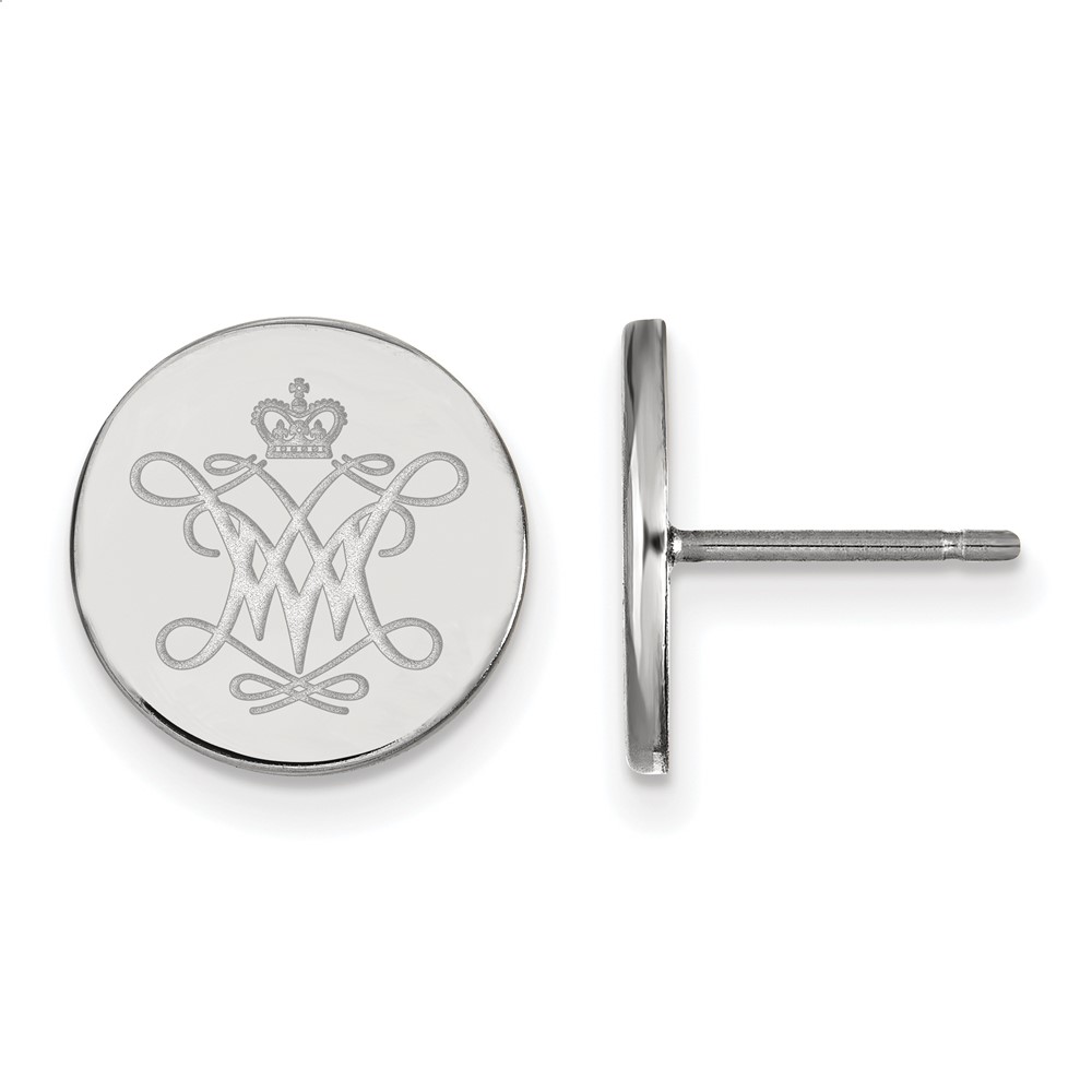 Sterling Silver Rhodium-plated LogoArt College of William and Mary Extra Small Disc Earrings
