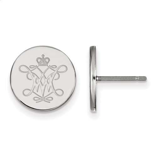 Sterling Silver Rhodium-plated LogoArt College of William and Mary Extra Small Disc Earrings