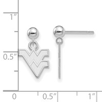Sterling Silver Rhodium-plated LogoArt West Virginia University W-v Dangle Ball Post Earrings view 2