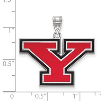 Sterling Silver Rhodium-plated LogoArt Youngstown State University Letter Y Large Enameled Pendant view 2