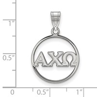 Sterling Silver Rhodium-plated LogoArt Alpha Chi Omega Sorority Greek Letters Large Circle Pendant view 2