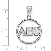 Sterling Silver Rhodium-plated LogoArt Alpha Epsilon Phi Sorority Greek Letters Small Circle Pendant view 2