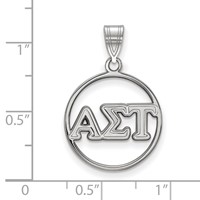 Sterling Silver Rhodium-plated LogoArt Alpha Sigma Tau Sorority Greek Letters Medium Circle Pendant view 2
