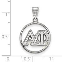 Sterling Silver Rhodium-plated LogoArt Alpha Phi Sorority Greek Letters Medium Circle Pendant view 2