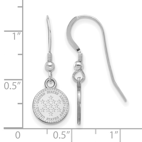 Sterling Silver Rhodium-plated United States Army Small Dangle Earrings
