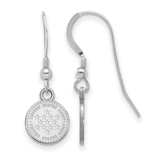Sterling Silver Rhodium-plated United States Army Small Dangle Earrings