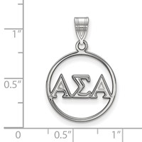 Sterling Silver Rhodium-plated LogoArt Alpha Sigma Alpha Sorority Greek Letters Small Circle Pendant view 2