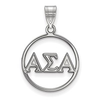 Sterling Silver Rhodium-plated LogoArt Alpha Sigma Alpha Sorority Greek Letters Small Circle Pendant view 1