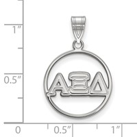 Sterling Silver Rhodium-plated LogoArt Alpha Xi Delta Sorority Greek Letters Medium Circle Pendant view 2