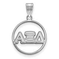 Sterling Silver Rhodium-plated LogoArt Alpha Xi Delta Sorority Greek Letters Medium Circle Pendant view 1