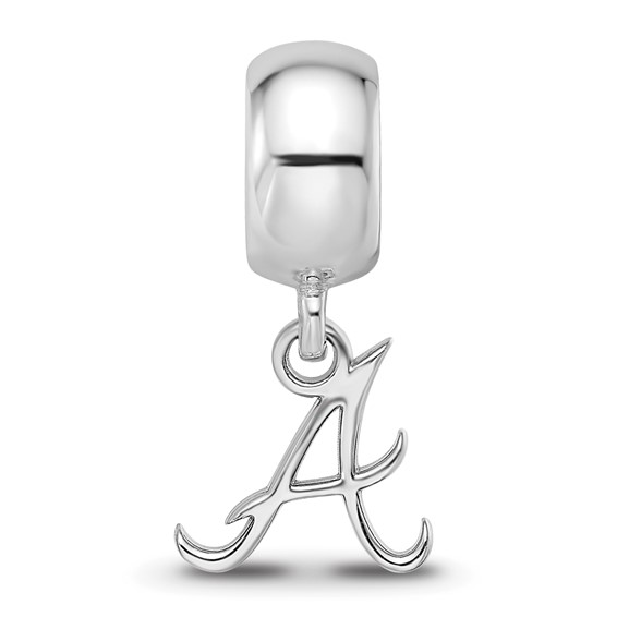 Sterling Silver Rhodium Plated Major League Baseball LogoArt Atlanta Braves Dangle Bead