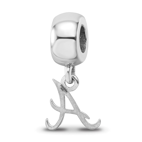 Sterling Silver Rhodium Plated Major League Baseball LogoArt Atlanta Braves Dangle Bead