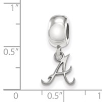 Sterling Silver Rhodium Plated Major League Baseball LogoArt Atlanta Braves Dangle Bead view 4