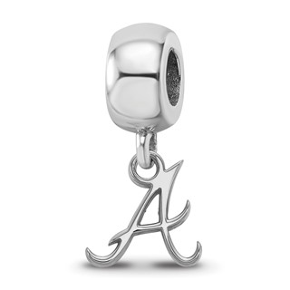 Sterling Silver Rhodium Plated Major League Baseball LogoArt Atlanta Braves Dangle Bead