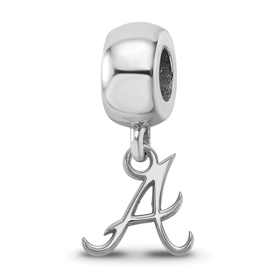 Sterling Silver Rhodium Plated Major League Baseball LogoArt Atlanta Braves Dangle Bead