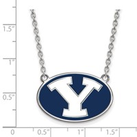 Sterling Silver Rhodium-plated LogoArt Brigham Young University Letter Y Large Enameled Pendant Necklace, 18" view 2