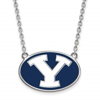 Sterling Silver Rhodium-plated LogoArt Brigham Young University Letter Y Large Enameled Pendant Necklace, 18" view 1