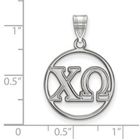 Sterling Silver Rhodium-plated LogoArt Chi Omega Sorority Greek Letters Small Circle Pendant view 2