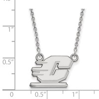 Sterling Silver Rhodium-plated LogoArt Central Michigan University Letter C Small Pendant Necklace, 18" view 2