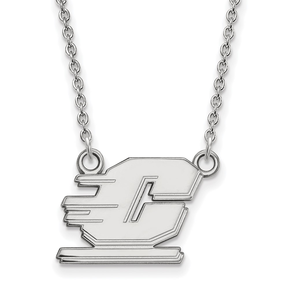 Sterling Silver Rhodium-plated LogoArt Central Michigan University Letter C Small Pendant Necklace, 18"