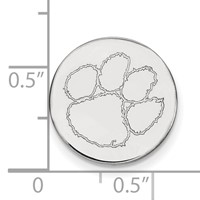 Sterling Silver Rhodium-plated LogoArt Clemson University Tiger Paw Lapel Pin view 3