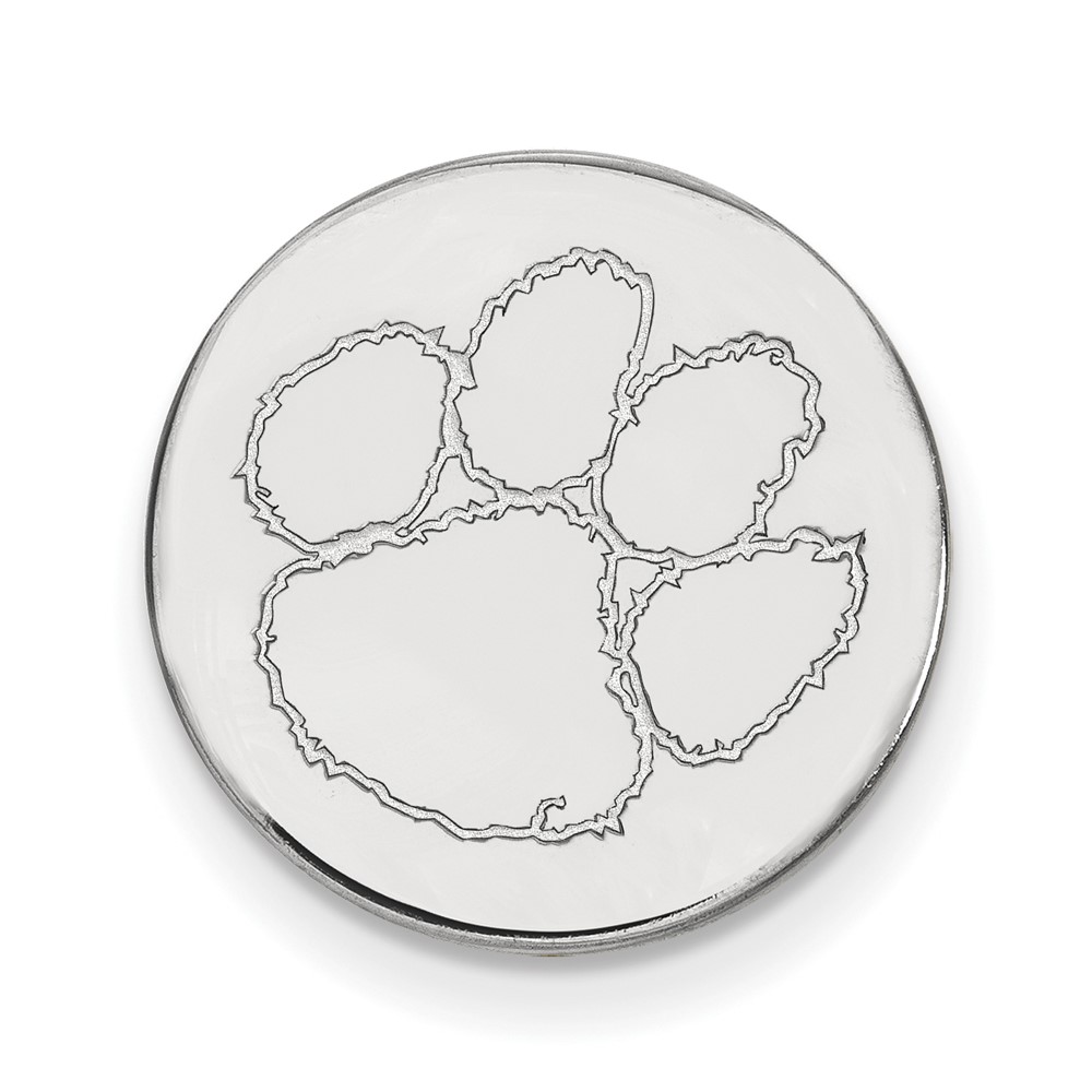 Sterling Silver Rhodium-plated LogoArt Clemson University Tiger Paw Lapel Pin