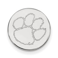Sterling Silver Rhodium-plated LogoArt Clemson University Tiger Paw Lapel Pin view 1