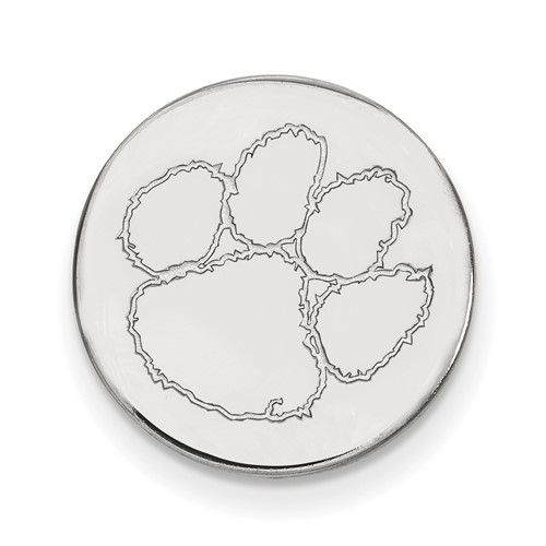 Sterling Silver Rhodium-plated LogoArt Clemson University Tiger Paw Lapel Pin