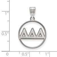 Sterling Silver Rhodium-plated LogoArt Delta Delta Delta Sorority Greek Letters Medium Circle Pendant view 2