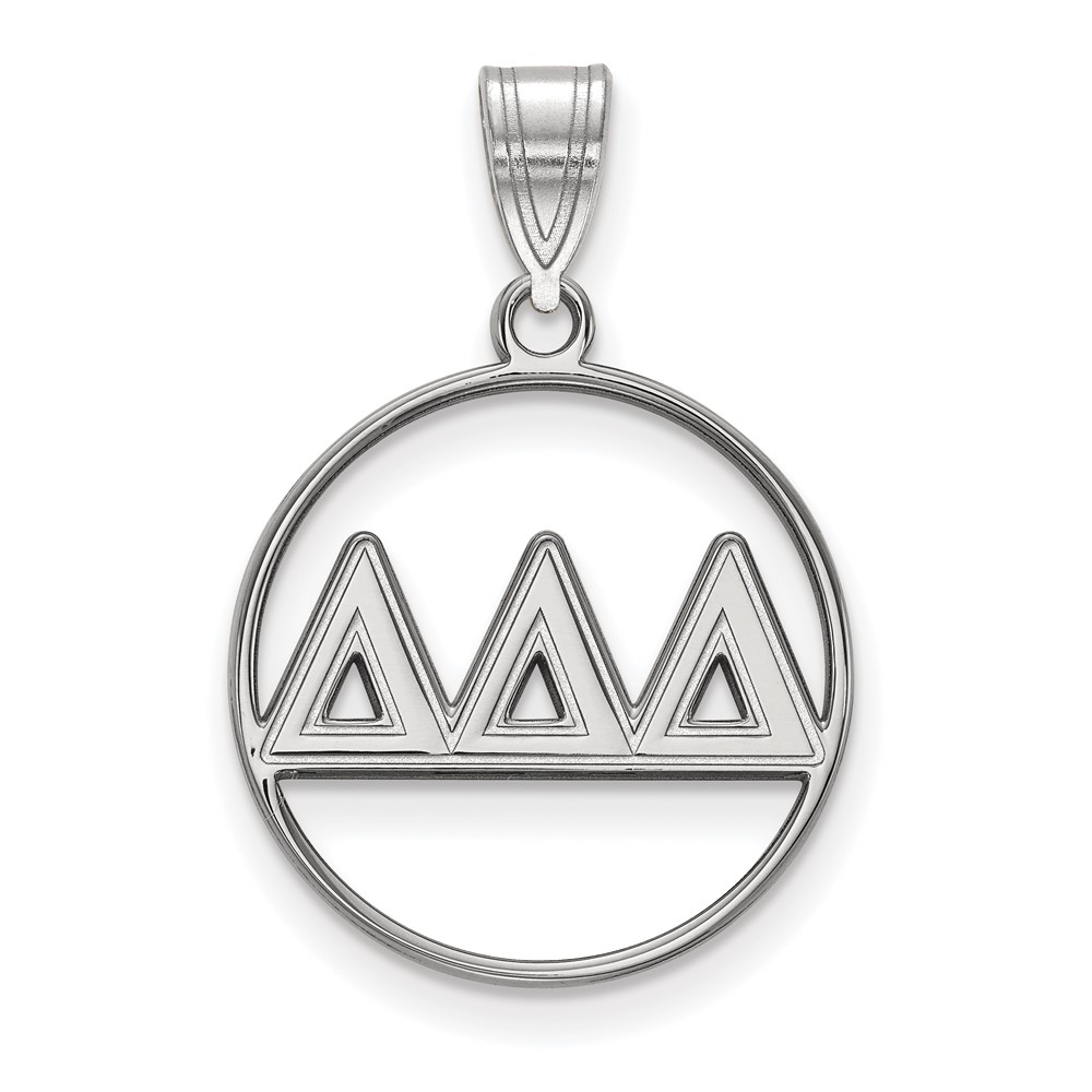 Sterling Silver Rhodium-plated LogoArt Delta Delta Delta Sorority Greek Letters Medium Circle Pendant