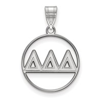 Sterling Silver Rhodium-plated LogoArt Delta Delta Delta Sorority Greek Letters Medium Circle Pendant view 1